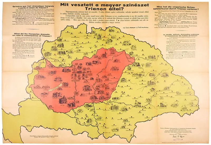 Map: What did the Hungarian dramatic art lose in consequence of Trianon?