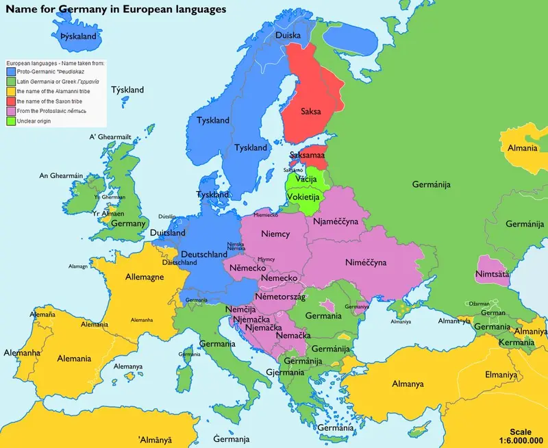 Map: What Germany is called in different European languages