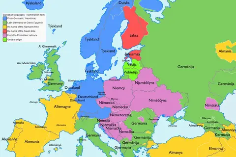 Map: What Germany is called in different European languages