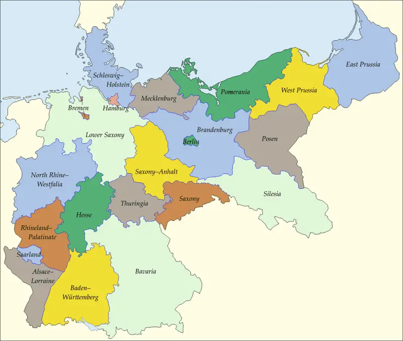 Map: What Germany’s states might look like if it had kept its borders from pre-WW1