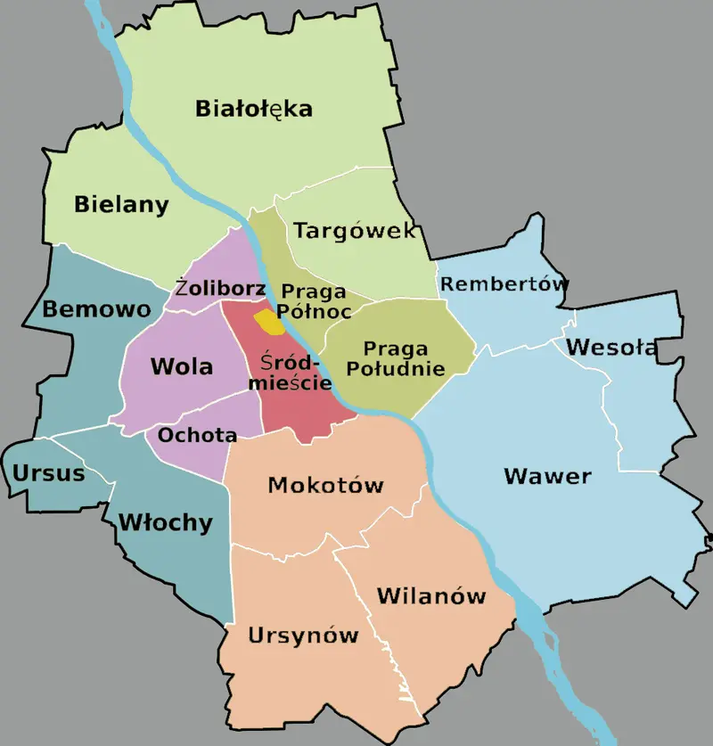 Map: Wikivoyage Regions Warsaw District Map