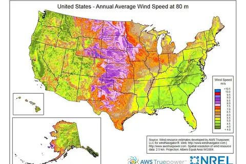 Map: Wind map of the USA