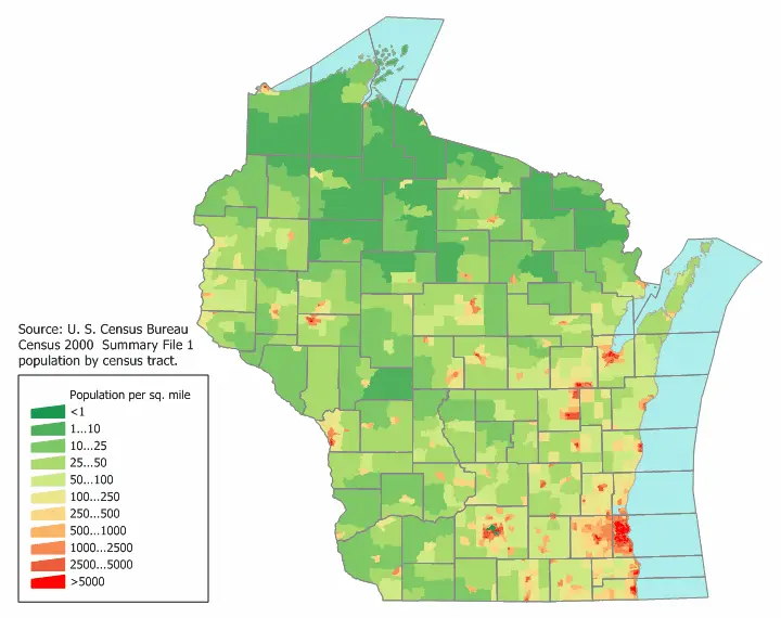 Map: Wisconsin Population Map 2