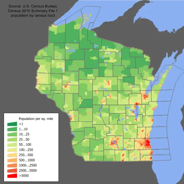 Map: Wisconsin Population Map