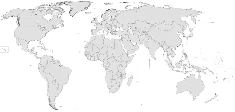 Map: World Blank Map Grey White