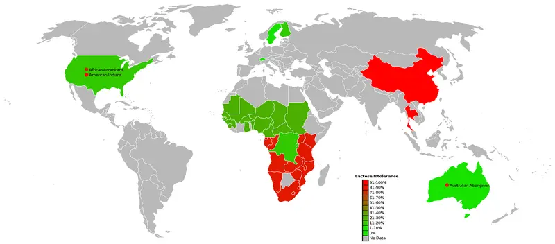 Map: World Map of Lactose Intolerance