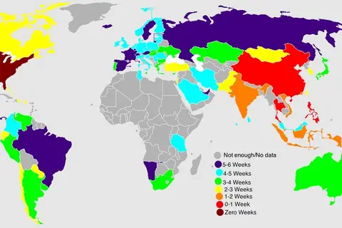 Map: World Map of Statutory Minimum Employment Leave
