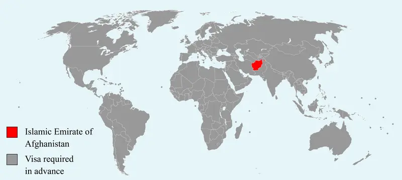 Map: World Map of the Visa Policy of Afghanistan