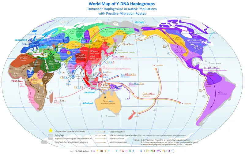 Map: World Map of Ydna Haplogroups
