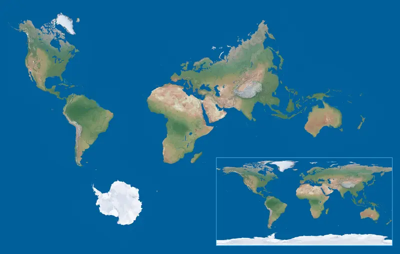 Map: World Map True Proportioned Continents Approximation with Comparison