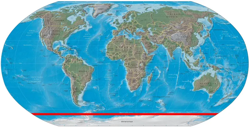 Map: World Map with Antarctic Circle