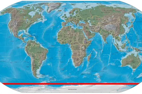 Map: World Map with Antarctic Circle