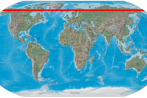 Map: World Map with Arctic Circle