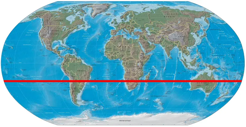 Map: World Map with Tropic of Capricorn