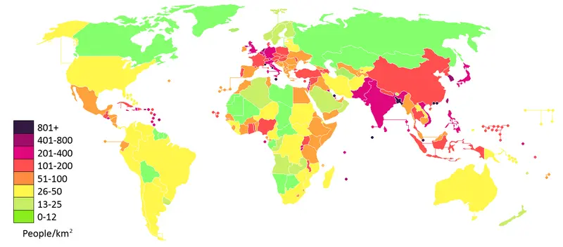 Map: World Population Density Map