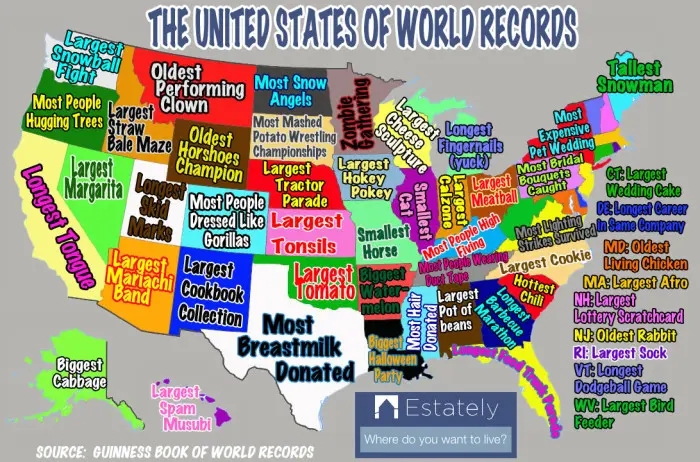 Map: World Records by US State