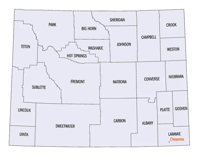 Map: Wyoming Counties Map