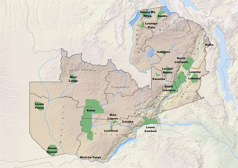 Map: Zambia National Parks Map