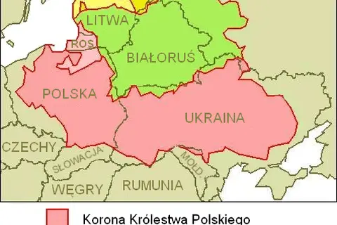 Map: Zasig Terytorialny Rzeczypospolitej Obojga Narodw W 1619 Na Tle Wspczesnej Mapy Europy