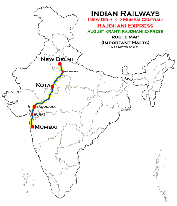 New Delhi Mumbai Rajdhani Express Route Map