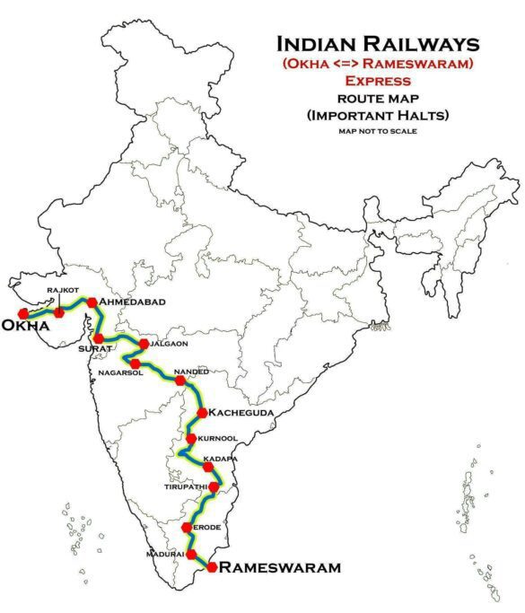 Okha Rameswaram Express Route Map