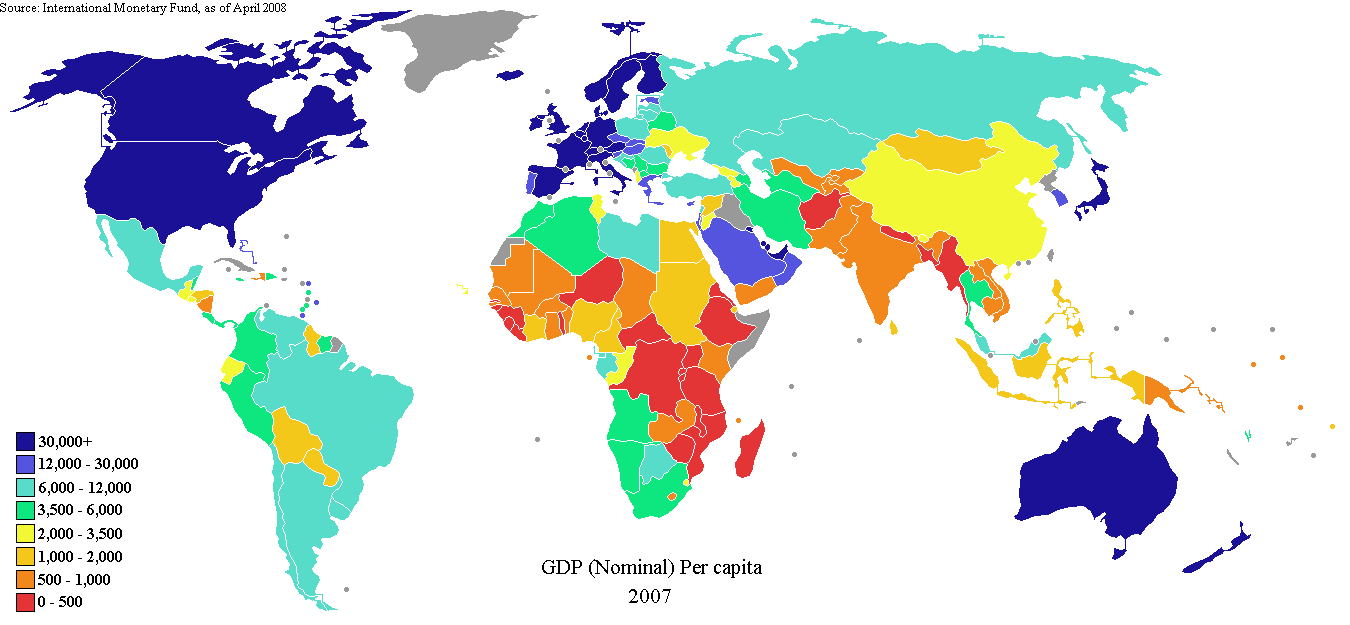 Gdp Nominal Per Capita World Map Imf 2007