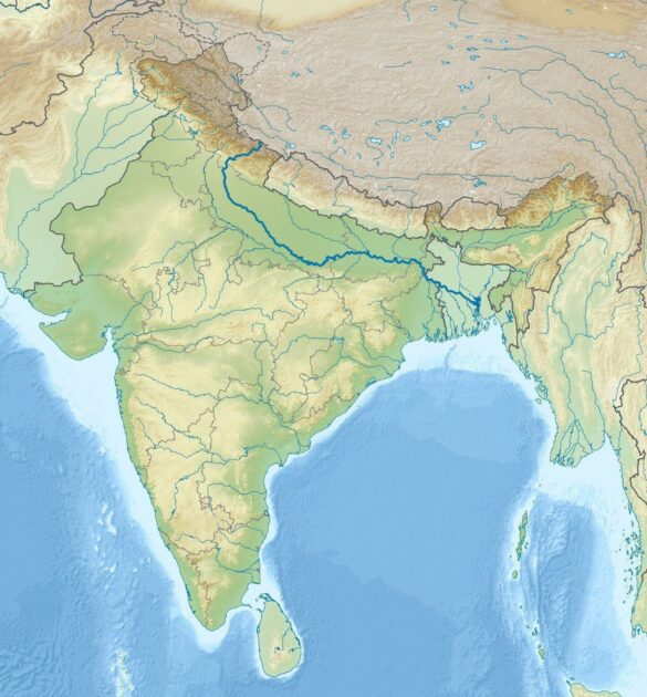 India Relief Location Map Ganges Highlighted