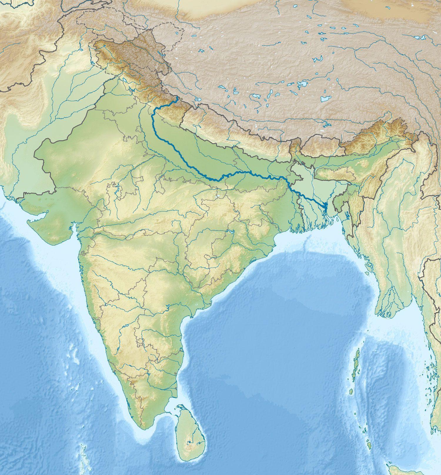 India Relief Location Map Ganges Highlighted 14 India Relief Location Map Ganges Highlighted