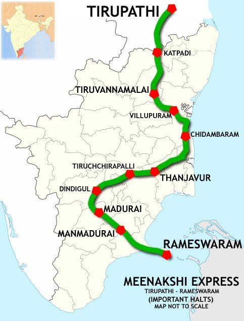 Meenakshi Express Tirupathi Rameswaram Route Map
