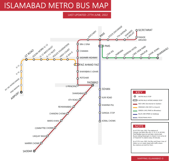 Metro Bus Islamabadrawalpindi Map