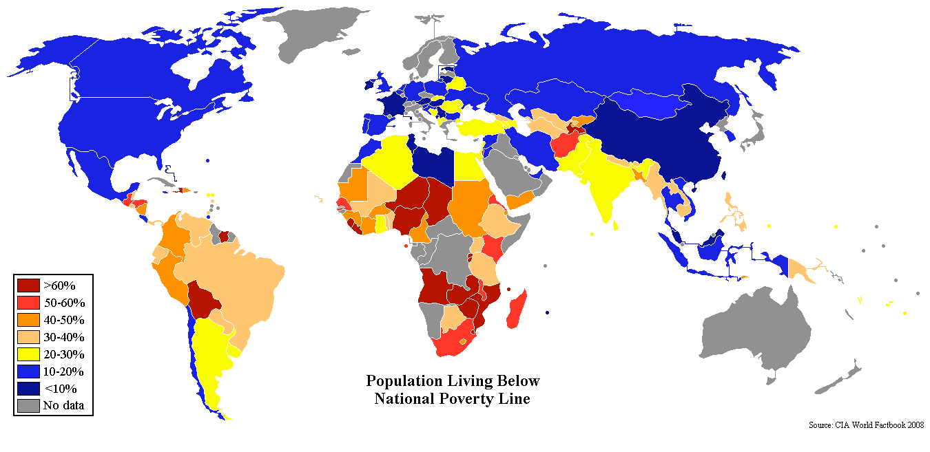 Percent Poverty World Map