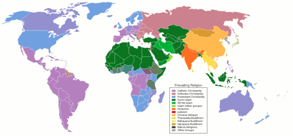 Prevailing World Religions Map