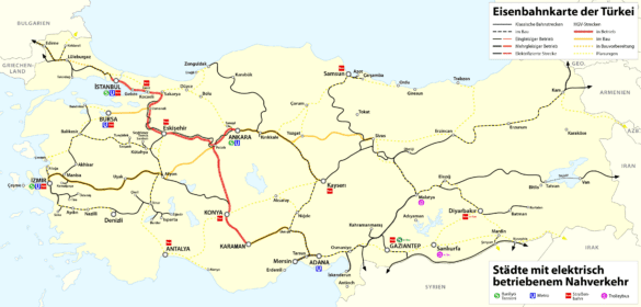 Rail Transport Map Of Turkey