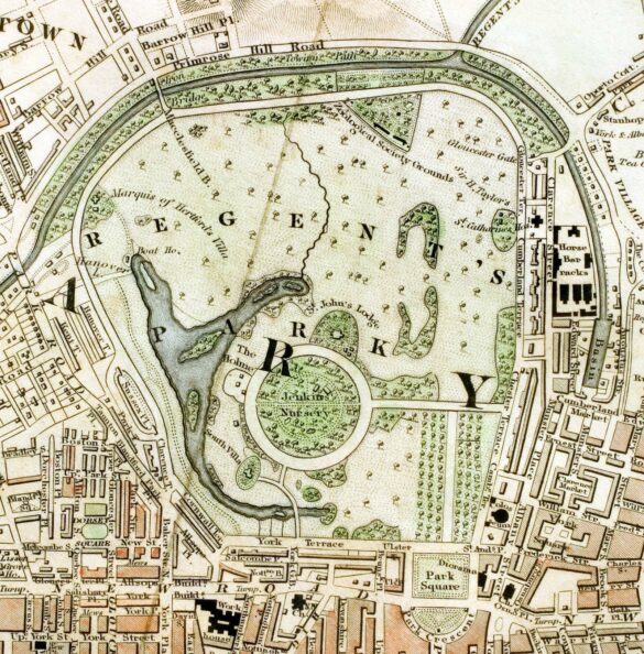 Regents Park London From 1833 Schmollinger Map