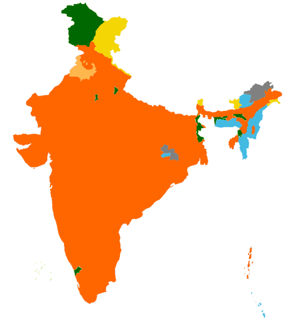Religions Map Of India