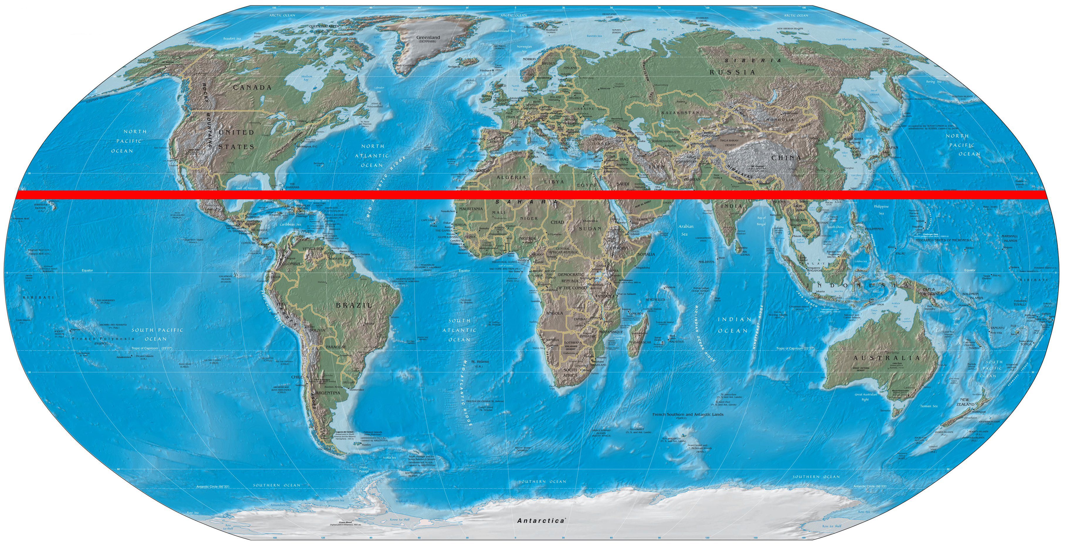 World Map With Tropic Of Cancer